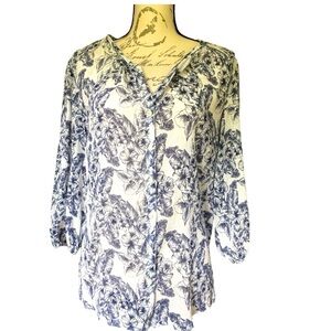 Tommy Bahama top size Medium, very light blue with dark blue floral.  All cotton